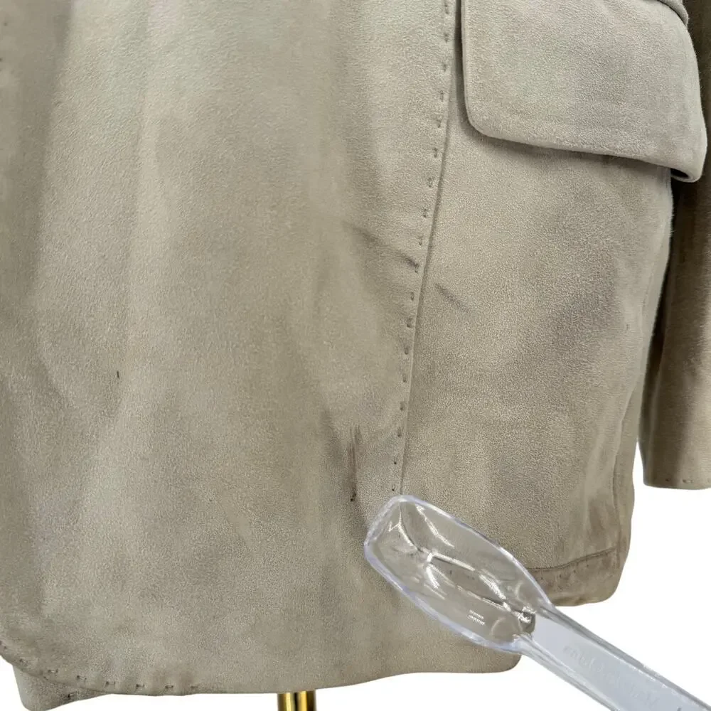 Robert Graham Casual Cream Suede Sport Coat Blazer Jacket Size 40